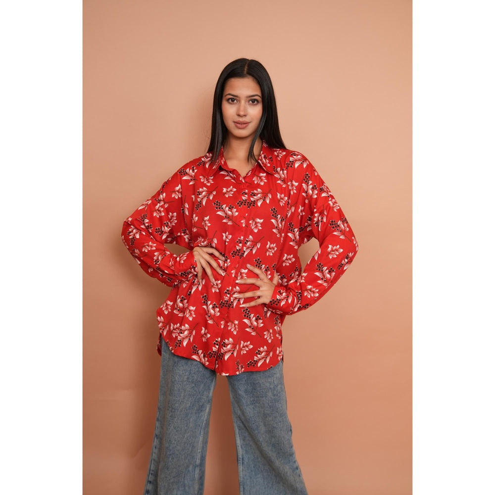 Rabnoor K Sethi Floral Red Shirt