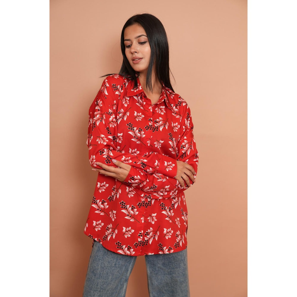 Rabnoor K Sethi Floral Red Shirt
