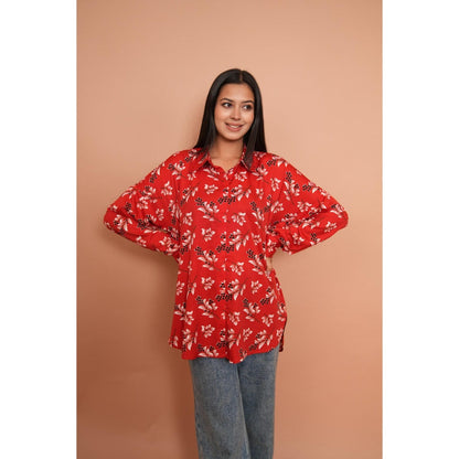 Rabnoor K Sethi Floral Red Shirt