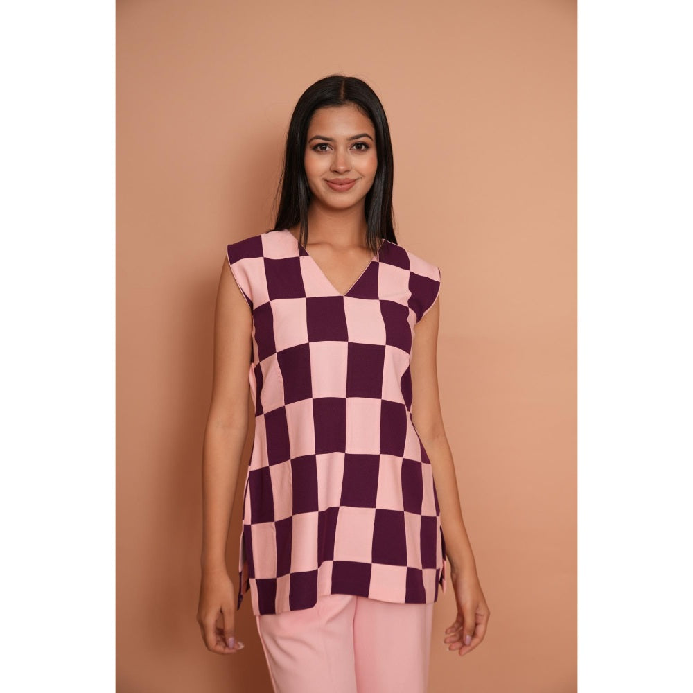 Rabnoor K Sethi Powder Pink Checks Top