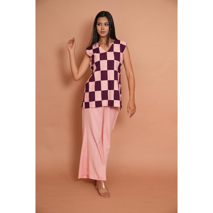 Rabnoor K Sethi Powder Pink Checks Top