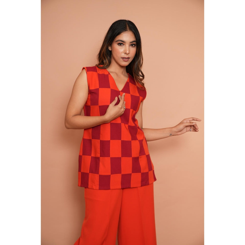 Rabnoor K Sethi Orange Tangerine Checks Top
