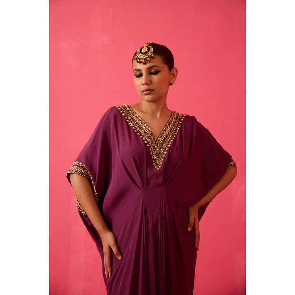 Radha Sharma Gold & Pearl Hand Embroidered Kaftan