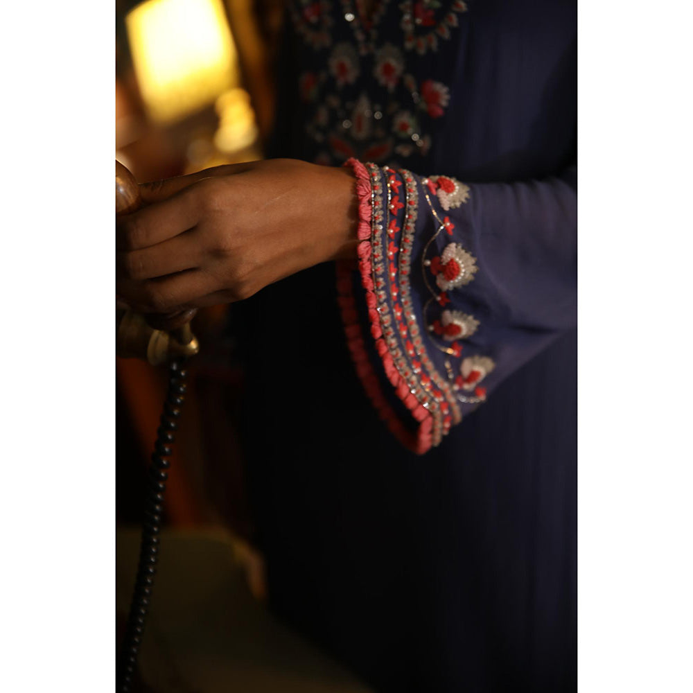 Radha Sharma Purple Georgette Embellished Kurta with Palazzo and Dupatta (Set of 3)