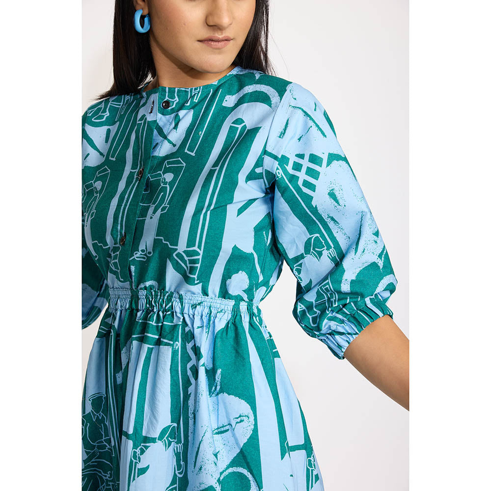 RadhaRaman Summer Blue Cut Out Midi Dress