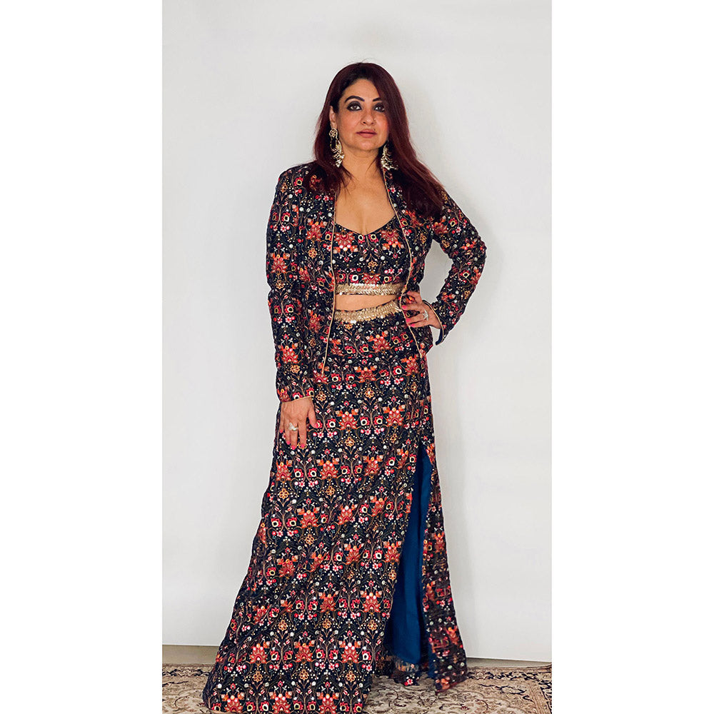 RAISHAA Meadow Navy Blue Jacket Lehengas (Set of 3)
