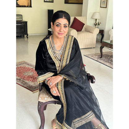 RAISHAA Black Velvet Palazzo (Set of 3)