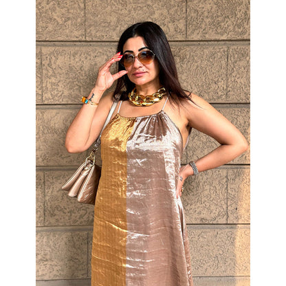 RAISHAA Silver & Gold Halter Tissue Dress