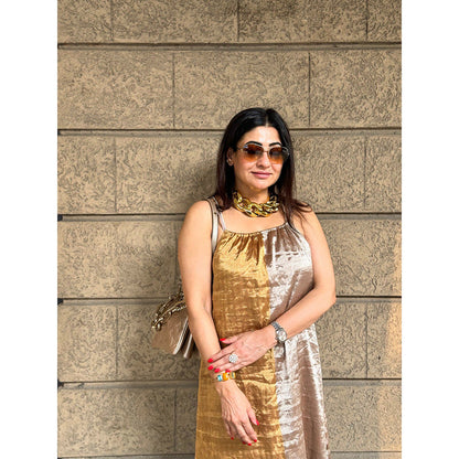 RAISHAA Silver & Gold Halter Tissue Dress