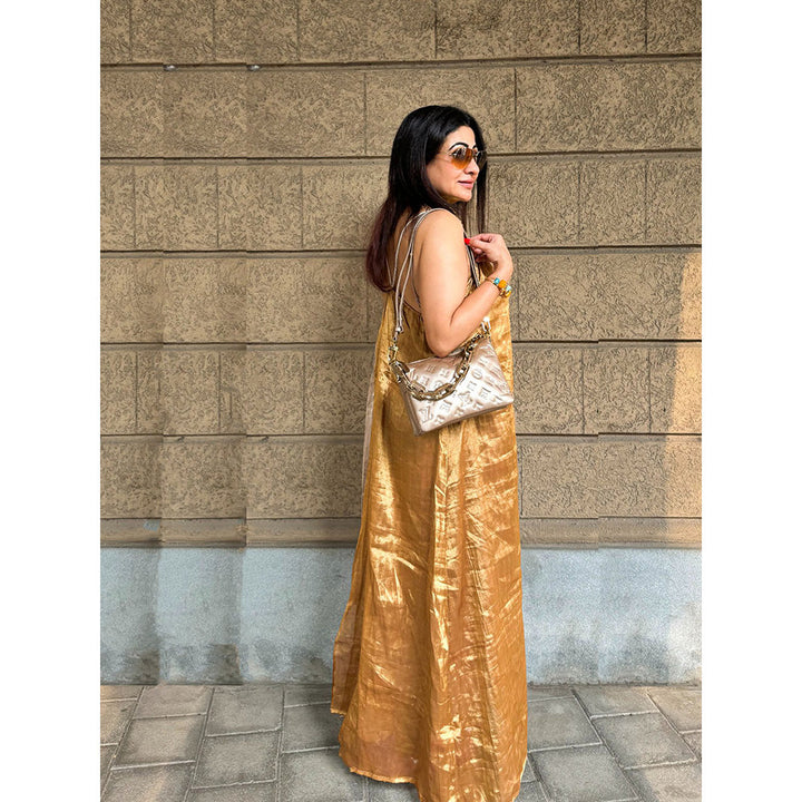 RAISHAA Silver & Gold Halter Tissue Dress