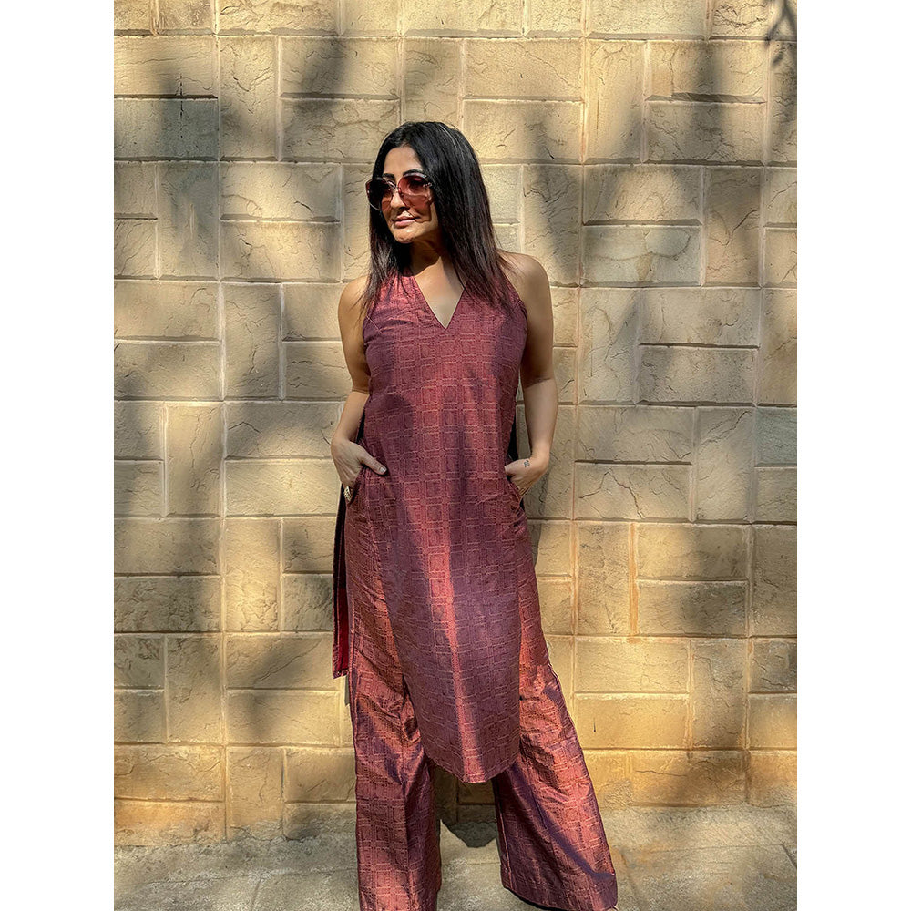 RAISHAA Maroon Crimson Fusion Co-Ord (Set of 2)