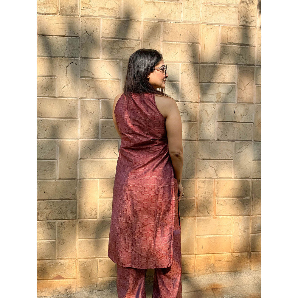 RAISHAA Maroon Crimson Fusion Co-Ord (Set of 2)