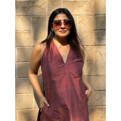 RAISHAA Maroon Crimson Fusion Co-Ord (Set of 2)