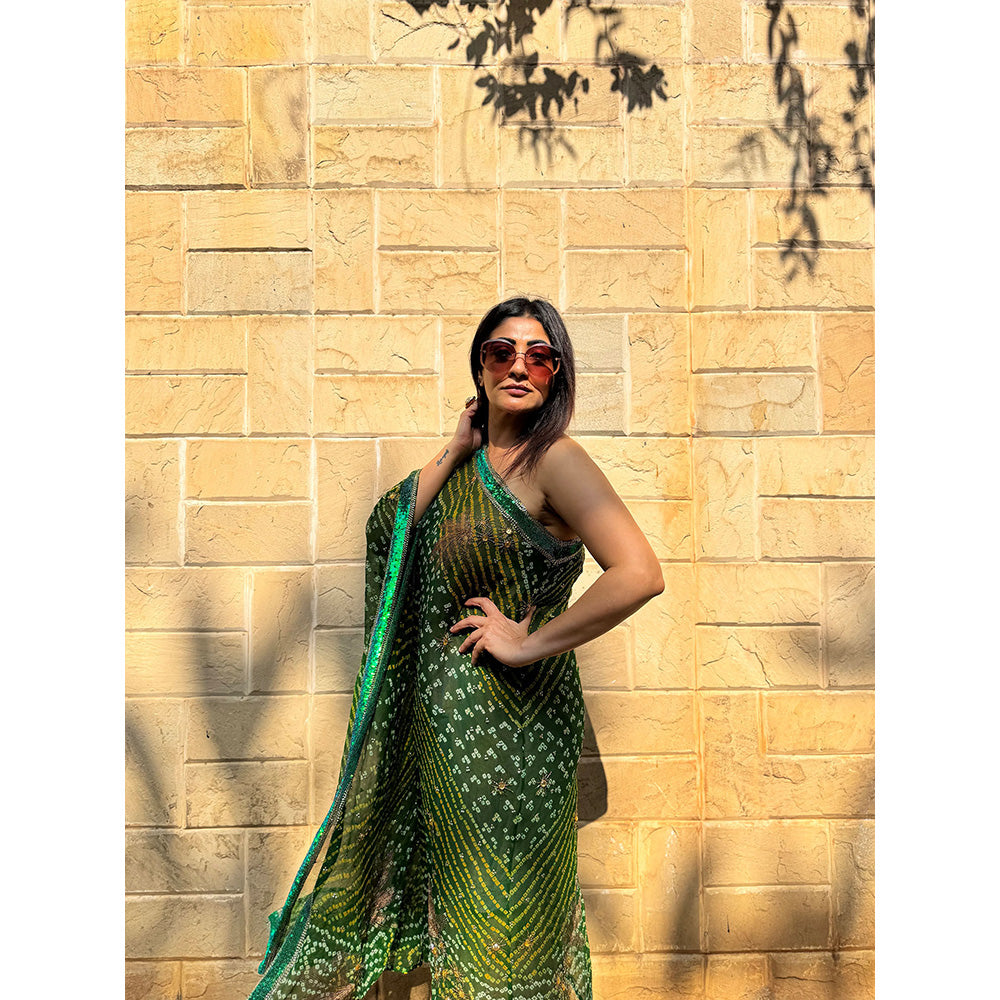 RAISHAA Green Fern Midi Dress