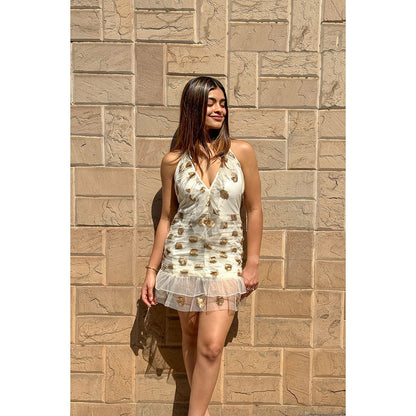 RAISHAA White Artemis Mini Cocktail Dress