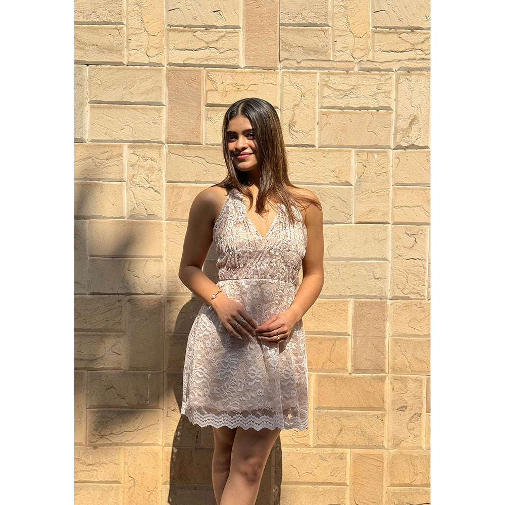 RAISHAA Nude Aurora Mini Dress