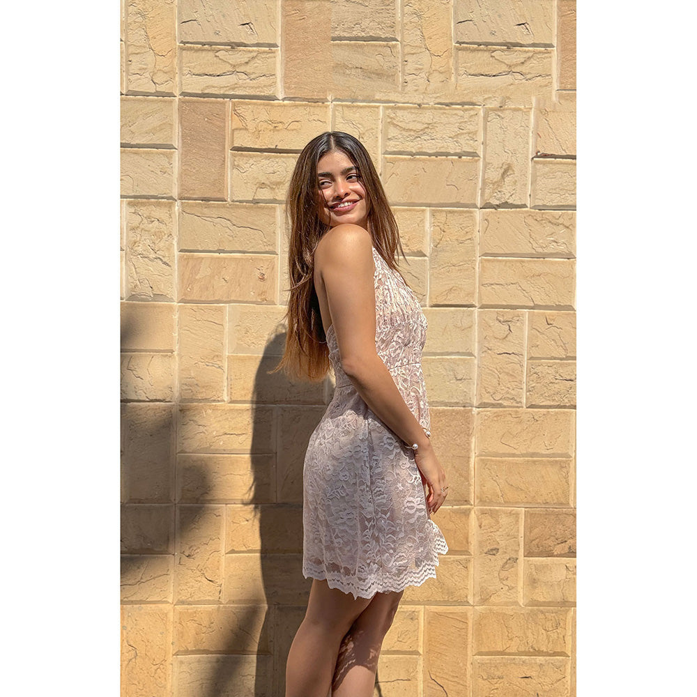 RAISHAA Nude Aurora Mini Dress