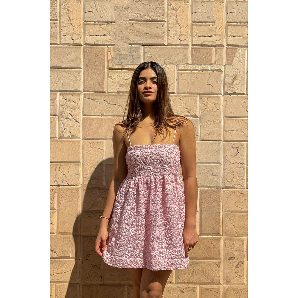 RAISHAA Pink Flower Child Mini Cocktail Dress