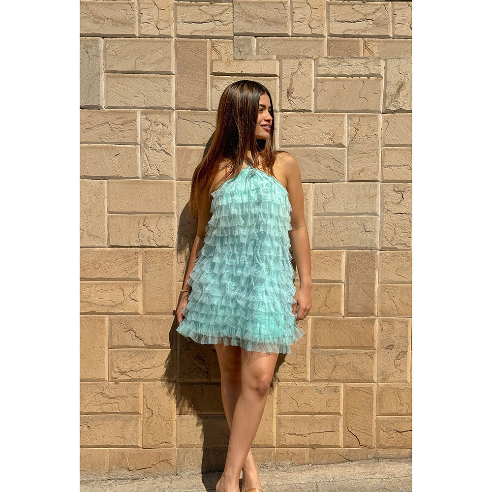RAISHAA Blue French Riviera Mini Cocktail Dress