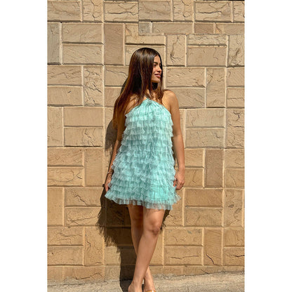 RAISHAA Blue French Riviera Mini Cocktail Dress