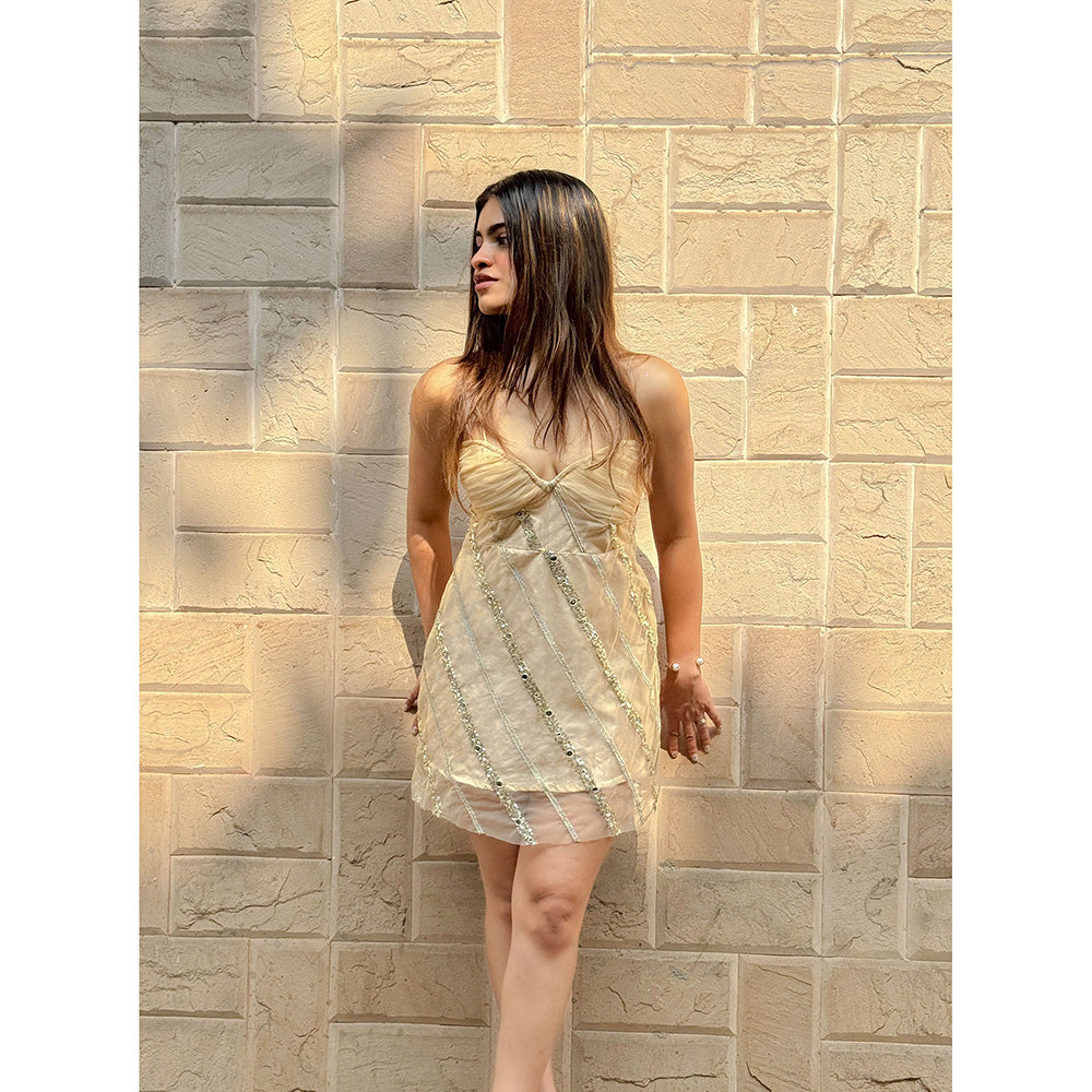 RAISHAA Gold Sunehra Mini Cocktail Dress