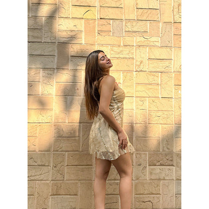 RAISHAA Gold Sunehra Mini Cocktail Dress