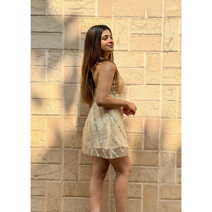 RAISHAA Gold Sunehra Mini Cocktail Dress