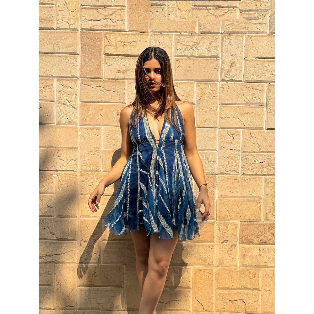 RAISHAA Blue Pixie Mini Cocktail Dress