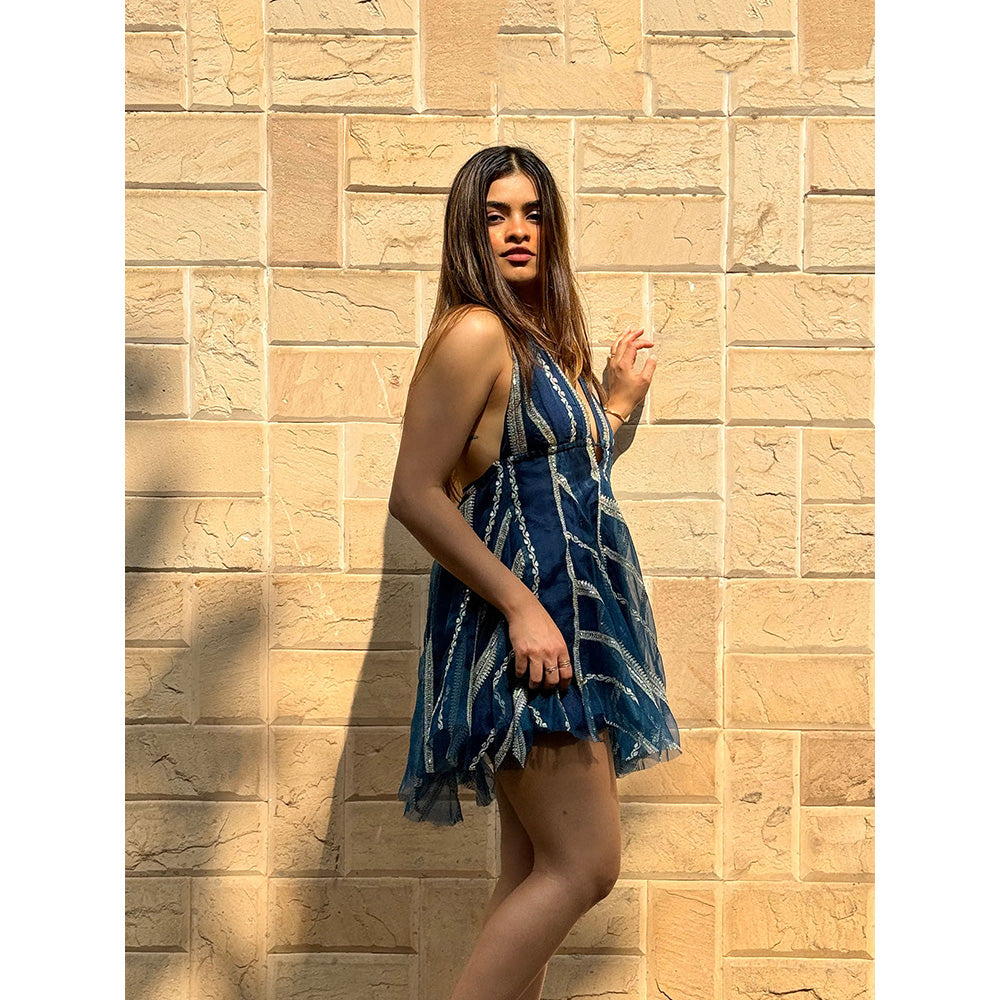 RAISHAA Blue Pixie Mini Cocktail Dress