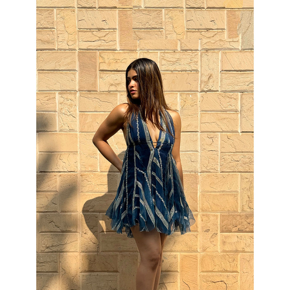 RAISHAA Blue Pixie Mini Cocktail Dress