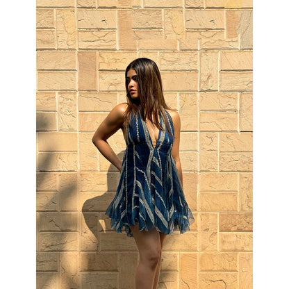 RAISHAA Blue Pixie Mini Cocktail Dress