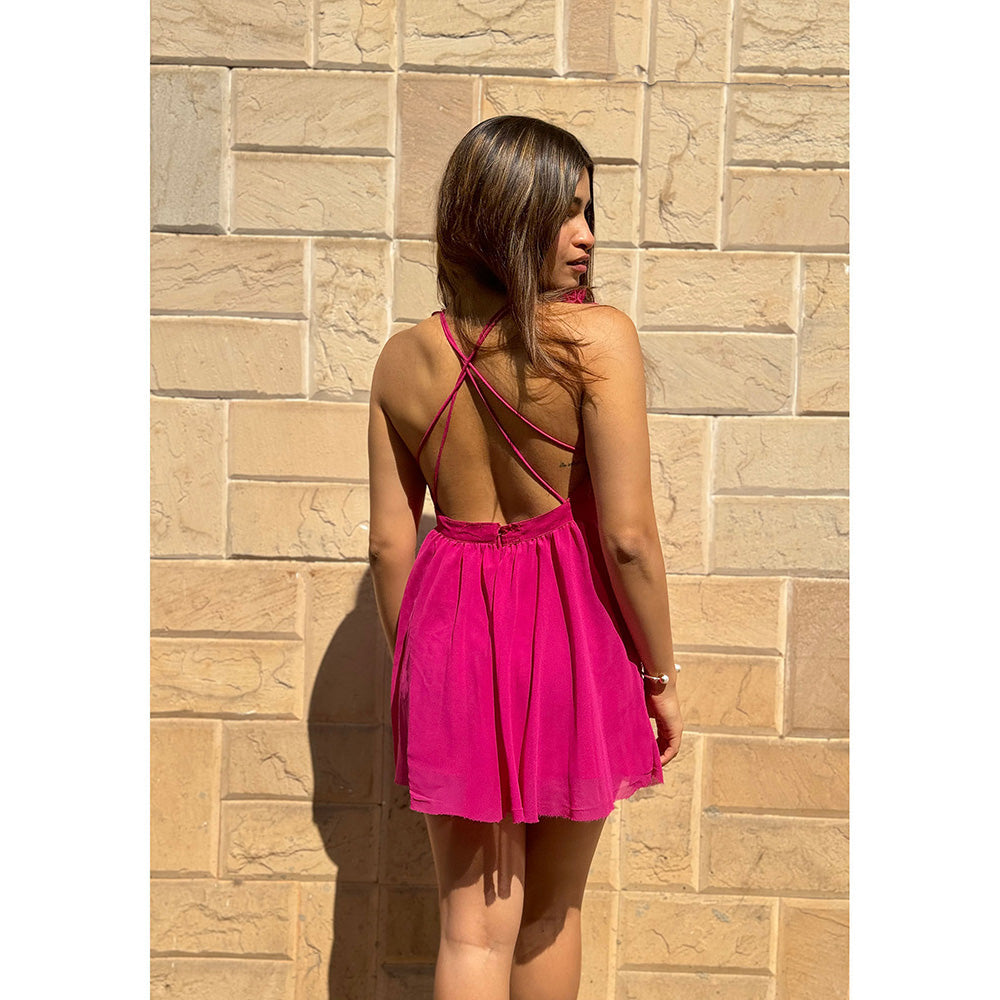 RAISHAA Pink Scarlet Mini Cocktail Dress