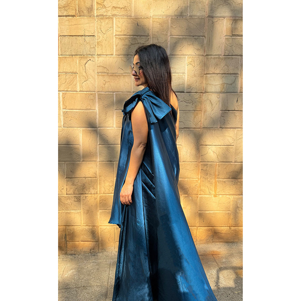 RAISHAA Blue Azure Maxi Cocktail Dress