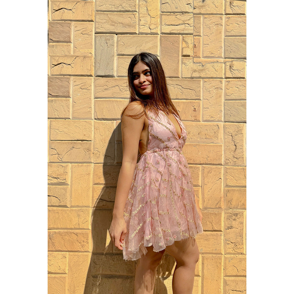 RAISHAA Pink Bloom Mini Cocktail Dress