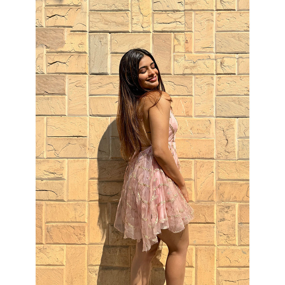 RAISHAA Pink Bloom Mini Cocktail Dress