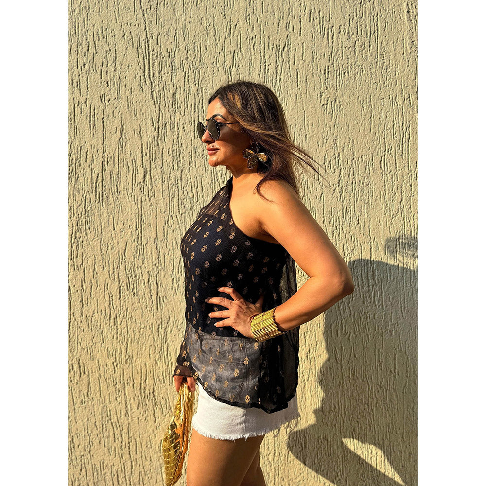 RAISHAA Black Noir Chiffon Top