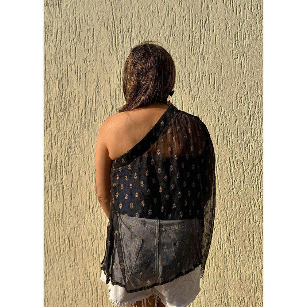 RAISHAA Black Noir Chiffon Top