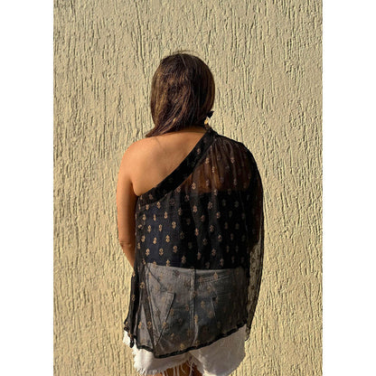 RAISHAA Black Noir Chiffon Top