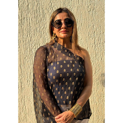 RAISHAA Black Noir Chiffon Top