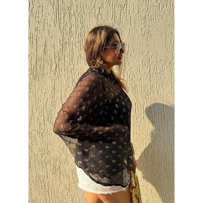 RAISHAA Black Noir Chiffon Top