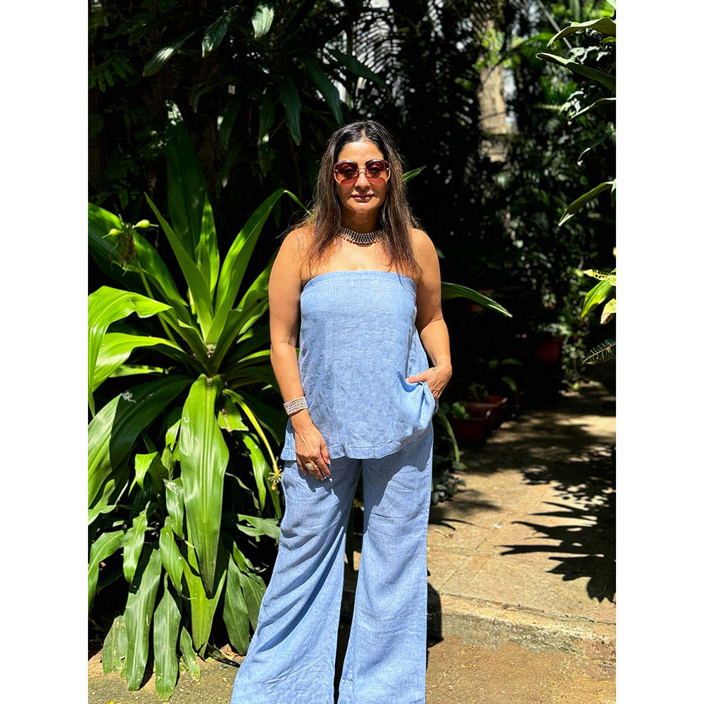 RAISHAA Blue Skye Linen Co-Ord (Set of 2)