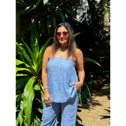 RAISHAA Blue Skye Linen Co-Ord (Set of 2)