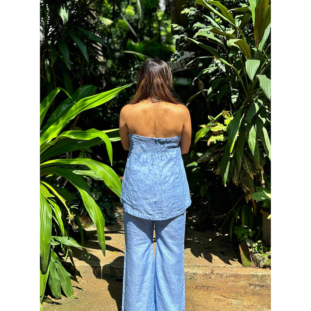 RAISHAA Blue Skye Linen Co-Ord (Set of 2)