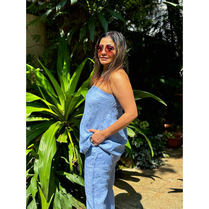 RAISHAA Blue Skye Linen Co-Ord (Set of 2)