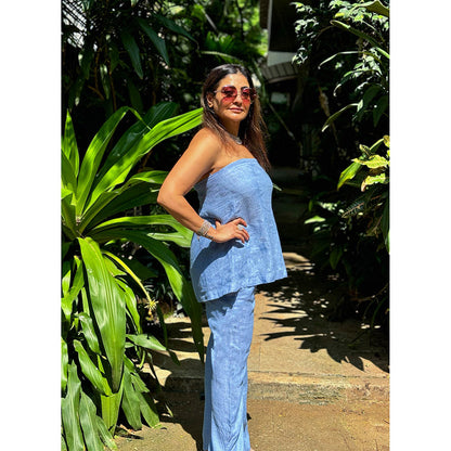 RAISHAA Blue Skye Linen Co-Ord (Set of 2)