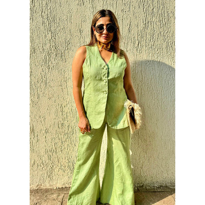 RAISHAA Olive Linen Waist Coat