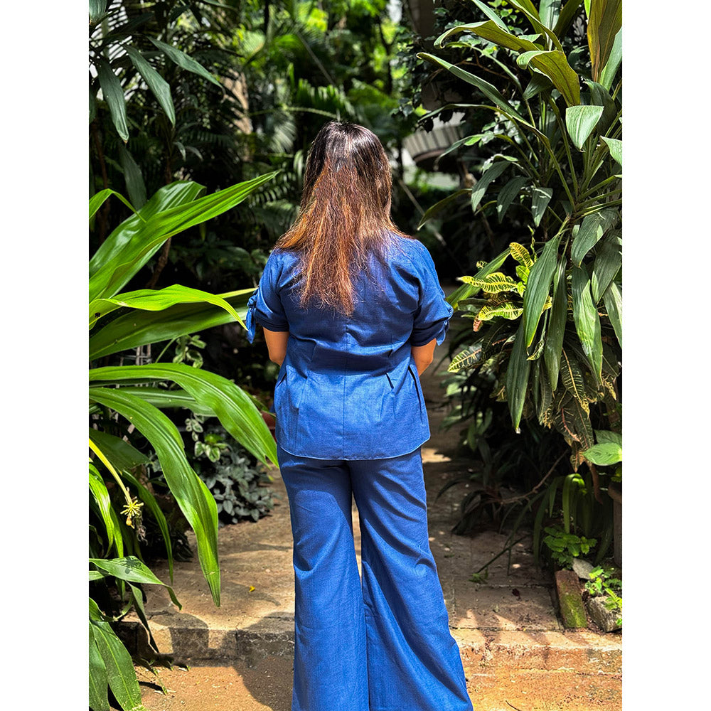 RAISHAA Blue Santorini Linen Co-Ord (Set of 2)