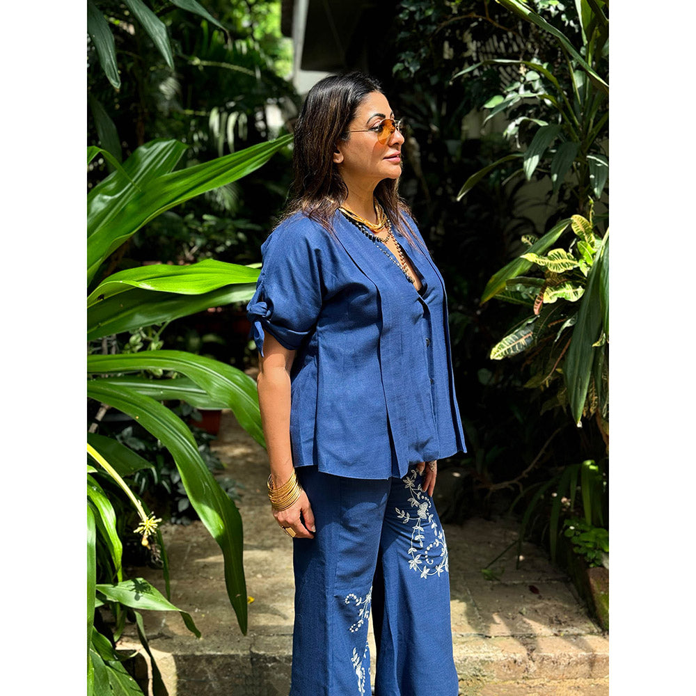RAISHAA Blue Santorini Linen Co-Ord (Set of 2)