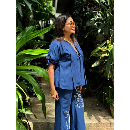 RAISHAA Blue Santorini Linen Co-Ord (Set of 2)
