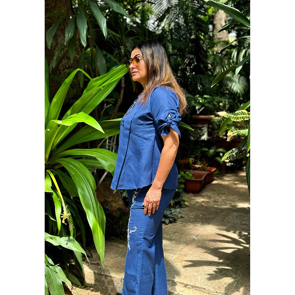 RAISHAA Blue Santorini Linen Co-Ord (Set of 2)